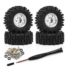 Metalen 0,7 Inch Wielnaafvelg met 40 mm Rubberen Banden voor Axial Wit
