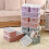 (Pink, 24x17x10.5cm) Stackable Plastic Storage Baskets Boxes Bins Kitchen Organizer Drawer Shelf Desktop Adjustable Colored 6