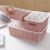 (Pink, 24x17x10.5cm) Stackable Plastic Storage Baskets Boxes Bins Kitchen Organizer Drawer Shelf Desktop Adjustable Colored 7