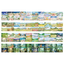 4 Rolls/Set Fun Landscape Series Ins Landscape Tape  Handbook DIY Scrapbooking Material Aesthetic Masking Tape A