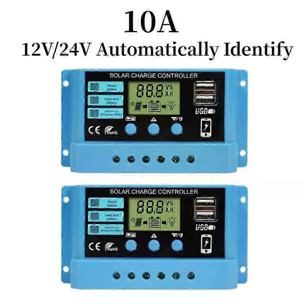 (2Pcs 10A) 10A 20A 30A Mppt Solar Charge Controller 12V/24V 50Vdc, Colorful Screen For Lithium/Lifepo4/Gel/Lead-Acid 5996097096314