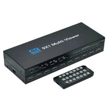 (Multicolor, US Plug) Switcher multiviewer HDMI 4K 9x1 con uscita 9 in 1 e telecomando.