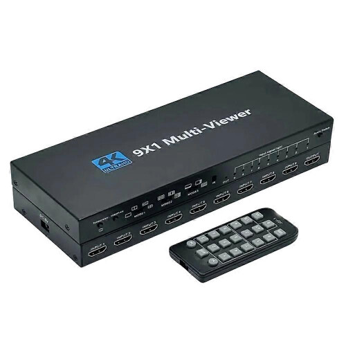 (Multicolor, US Plug) Commutateur multiviewer HDMI 4K 9x1 avec télécommande