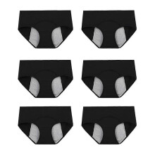 (Black XL) 6pcs Black Leak-Proof Cotton Period Pants Women Breathable Comfortable Sizes
