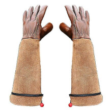 (L) Gants de jardinage en cuir de porc anti-épines pour la taille des rosiers, gants de travail de protection à manches longues