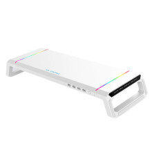(White) RGB 4 USB 2.0 Universal Monitor Stand Riser