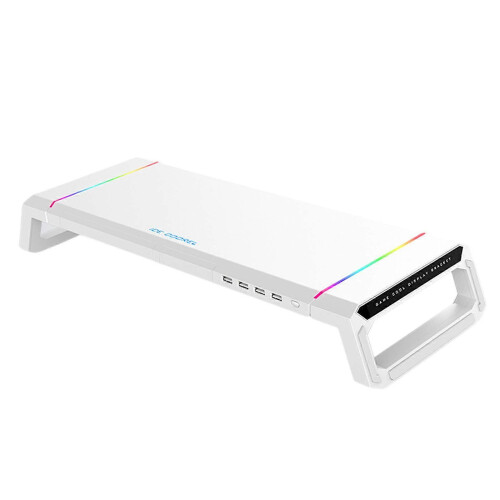 (White) RGB 4 USB 2.0 Universal Monitor Stand Riser