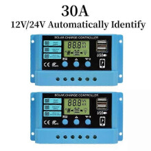 (2PCS 30A) 10A 20A 30A MPPT Solar Charge Controller 12V/24V 50VDC, Colorful Screen for Lithium/LiFePO4/GEL/Lead-Acid