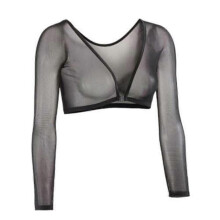 (Black, M) Mesh Cardigan Plus Size Arm Shaper Short Cropped