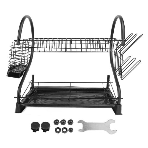 2-Tier Iron Dish Drying Rack, Large Capacity, Space Saving Organizer 2