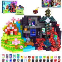 (150PCS Forest Mine Portal) Magnetic Blocks - Build Mine Magnet World, STEM Building Toys for Kids Ages 4-12, Birthday Gifts for Boys Girls Toddlers