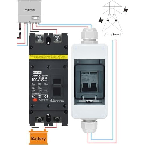 100A DC Circuit Breaker Dual Pole 1000V 1