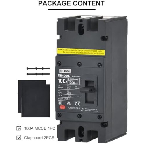 100A DC Circuit Breaker Dual Pole 1000V 2