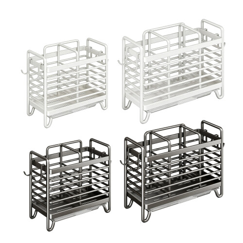 Wall Mounted Stainless Steel Chopsticks-Gray double compartment 2