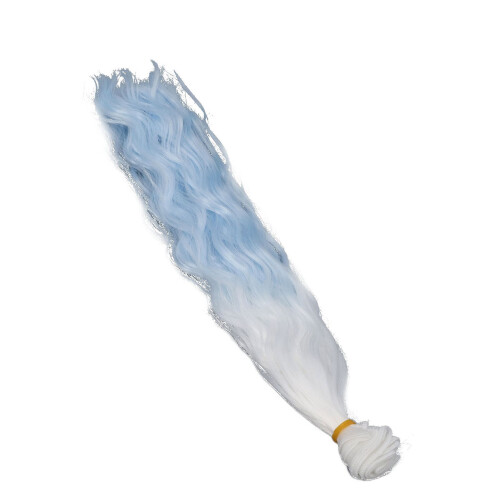 White Blue Gradient Doll Hair Weft 30cm Washable Soft Silk 1