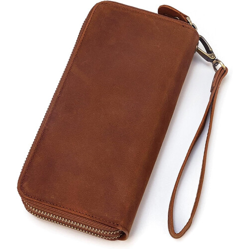 Clutch-Geldbörse aus echtem Leder mit Handschlaufe