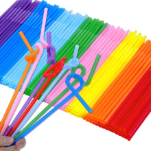 10.2x0.2In Colorful Disposable Bendy Straws,100Pcs Plastic Disposable Colorful Drinking Straws, Flexible Bendy Party Decorations for Christmas