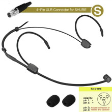 Cardioid headset mic black lightweight double earhook