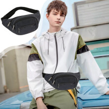 Sac banane en toile pour homme – Noir, 31 x 16 x 5 cm