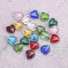 20pcs 10mm Heart Shape Crystal Glass Loose Beads For Jewelry Making DIY Findings-Random Mixed