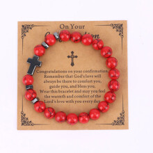 Trendy Natural Tiger Eye and Turquoise Beaded Bracelet with Cross Charm - Perfect for Stylish Accessorizing