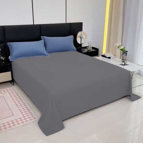 Queen Bed Sheet, Solid Color Bed Sheet 47x90 inches, Microfiber Soft Bedding Sheets, Dark Gray