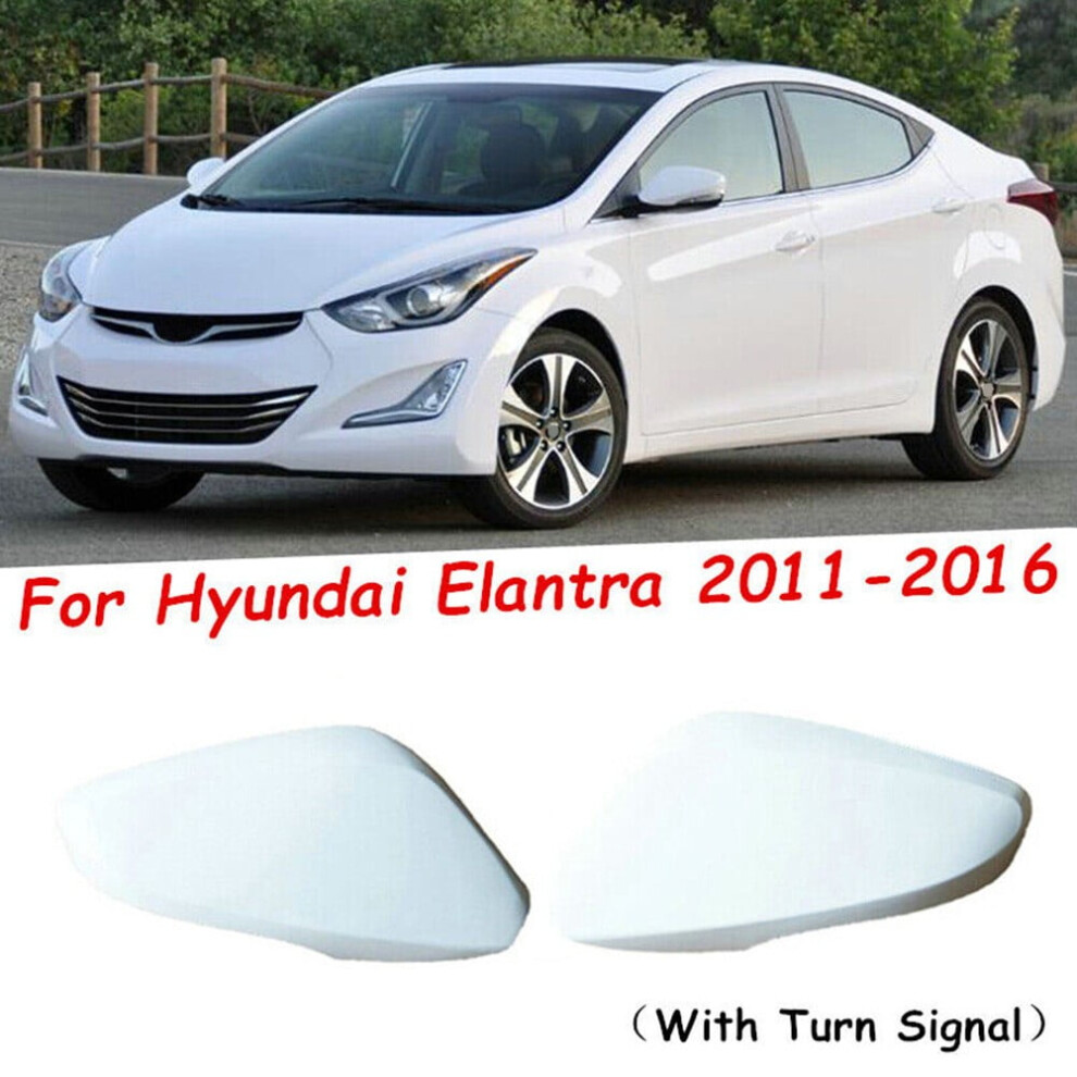 Driver & Passenger Side Mirror Cover Replaced For Hyundai Elantra 2011-16 White 9448483956178