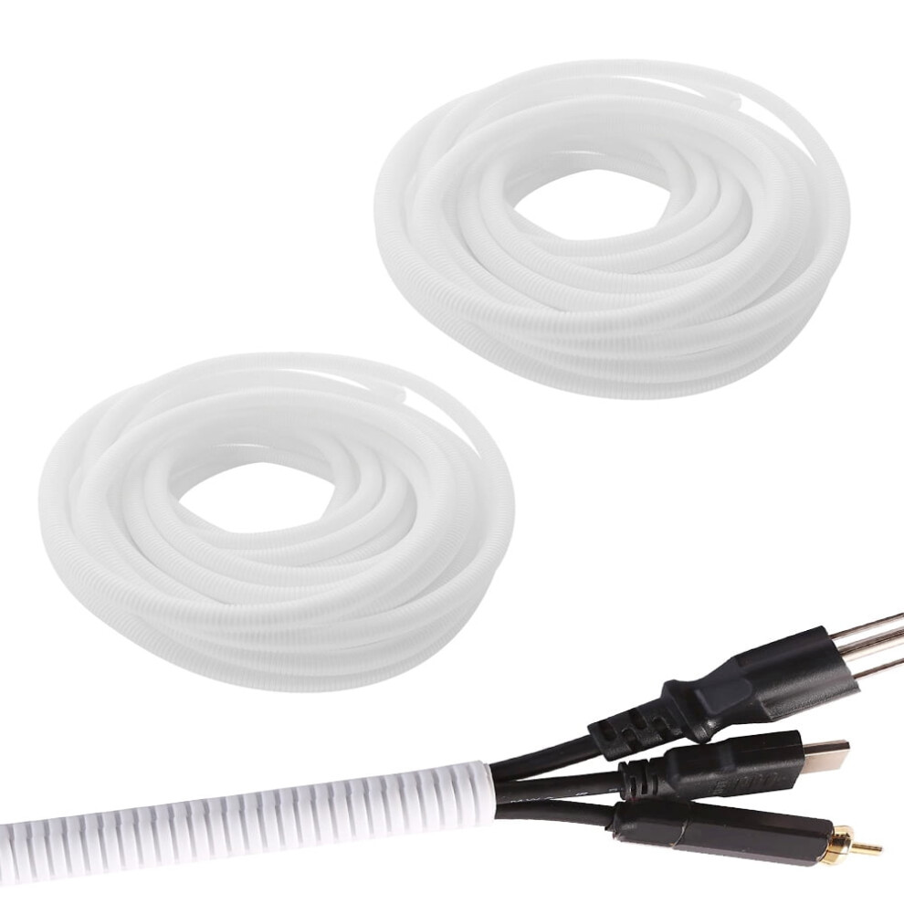 Split Loom Tubing (Id 13Mm, 19.6Ft), White Corrugated Wire Conduit For Tv Cables, Electric Wires, Garden Lights 9448483367042