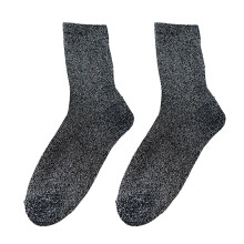 Xinwanna Dame Glitter Ankelsokker Glitrende Metalliske Crew Sokker Dame Skinnende Pæle Sokker Sommer Tynde Bomuldssokker til Damepiger (Sort, One