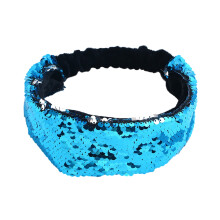 Xinwanna Women Headband Reversible Shiny Sequins Headband Elastic Hair Fixing Decoration Decorative Hair Accessories (Blue)