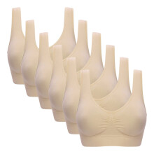 Andningsbar sport-bh för kvinnor - Bygelfri sömn-bh, 6-pack/S-5XL