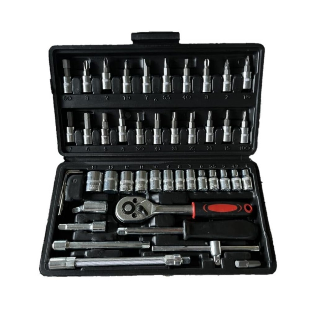 Socket Wrench Set Wrench Socket Set With Rotating Handle Extension Bar Universal Joint Sliding T-Bar Blowing Box For Household Auto Repairing 9448483370592