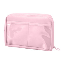 Etui met grote capaciteit, 12 vakken, brede opening van 90, ritssluiting, canvas, roze, 9,06 2,36 6,3 inch
