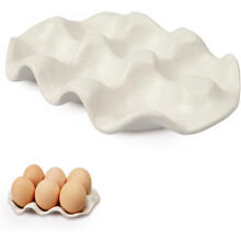 Keramik-Eierhalter für 6 Eier, dekorativer Servier-Eierständer, bietet Platz für ein halbes Dutzend Eier und eignet sich zur Präsentation im