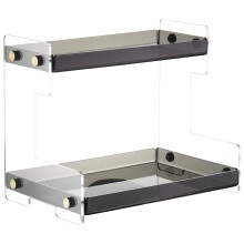 2-Tier Clear Acrylic Bathroom Organizer for Cosmetics, Skincare, Perfume, Jewelry – Countertop Vanity Storage Holder