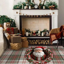Christmas 3D Optical Illusion Rug – Santa/Snowman/Animal Print, Round Washable Area Rug for Bedroom & Home Decor, 1.3FT
