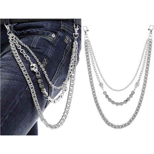 Wallet Chain Silver Skull Design Hip Hop Punk Gothic Belt