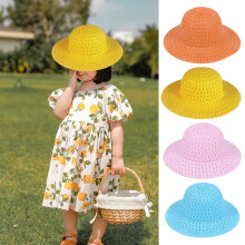 Easter Bonnet Straw Hat for Kids DIY Easter Straw Woven Hat Spring Party Summer Beach Accessory for Easter Party Fancy Dress Supplies