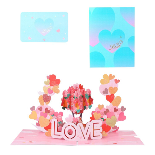Qixi Love Tree 3D Pop-Up Greeting Card with Envelope