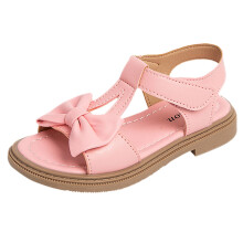 Toddler Girls Summer Sandals Open Toe Ankle Strap Dress Footwear For Wedding Party Events With Decorative Bow Design Pink 5.5-6 Years