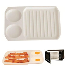 Microwave Bacon & Egg Cooker Set, 2-in-1 Tray with Splatter Guard, BPA-Free, Dishwasher Safe, Quick Breakfast Solution – Compatible with All
