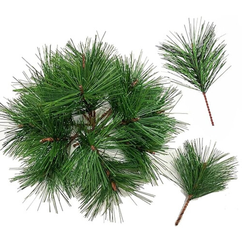 Triani Artificial Green Pine Needles Branches 20Pcs