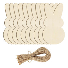 Wooden Easter Bunny Pendants with Natural Ropes (10 pcs)