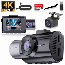 3-Channel Dash Cam Front Rear Interior 1080P 170 Wide