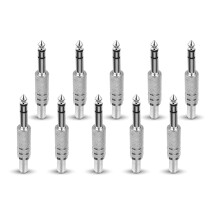 10Pcs 1/4 Inch TRS Audio Plug 6.35mm Stereo Jack Connector for DIY Mic Guitar Cable, Durable Alloy