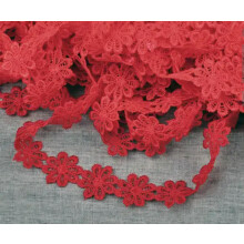 1Yards 25mm Lace Flower Ribbon Sewing Trim lot Appliques Sew Supplies-Red