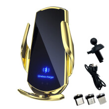 15W Wireless Car Charger with Vent Mount & Auto-Clamping Holder – Compatible with Qi Phones