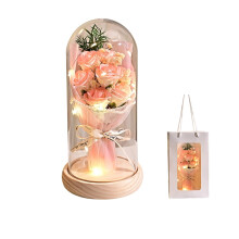 Forever Rose Bouquet with LED Light – 7 Pink Roses in