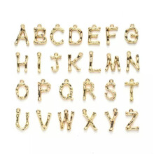 Bamboo Alphabet Letter Charm 18K Gold Plated Letter Charm Initial YOU PICK-N