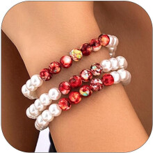 Pearl Bracelets for Women Dainty Bow Charm Bracelet Baroque Pearl Jewelry Trendy Stuff Bridesmaid Bridal Wedding Jewelry Gifts